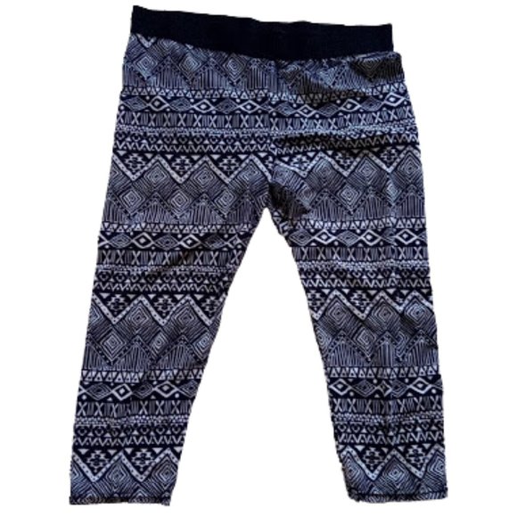 --- Black White Jersey Capri Leggings Pants XL - Picture 1 of 2